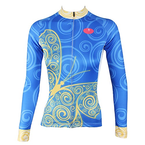 

ILPALADINO Women's Long Sleeve Cycling Jersey Winter Fleece Elastane Blue Butterfly Bike Jersey Top Mountain Bike MTB Road Bike Cycling Thermal / Warm Fleece Lining Ultraviolet Resistant Sports