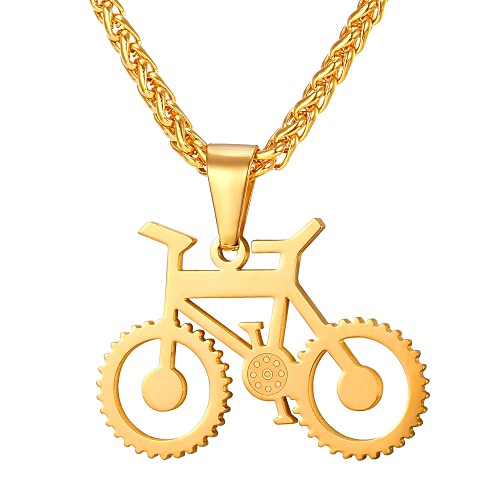 

Men's Pendant Necklace Hollow Out Bike Fashion Stainless Steel Gold Black Silver 55 cm Necklace Jewelry 1pc For Gift Daily