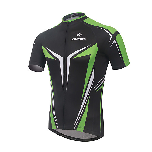 

XINTOWN Men's Short Sleeve Cycling Jersey Elastane Lycra Green / Black Bike Jersey Top Mountain Bike MTB Road Bike Cycling Breathable Quick Dry Ultraviolet Resistant Sports Clothing Apparel