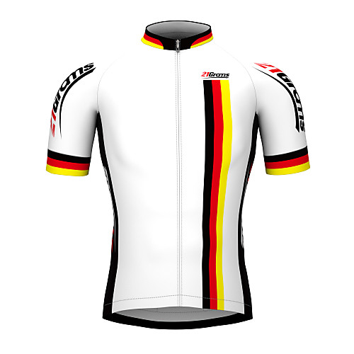 

21Grams Men's Short Sleeve Cycling Jersey White Germany Champion National Flag Bike Jersey Top Mountain Bike MTB Road Bike Cycling Breathable Waterproof Zipper Sports 100% Polyester Clothing Apparel