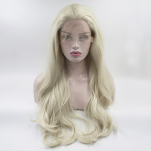 

Synthetic Lace Front Wig Wavy Body Wave Free Part Lace Front Wig Blonde Long Blonde Synthetic Hair 18-26 inch Women's Adjustable Heat Resistant Elastic Blonde