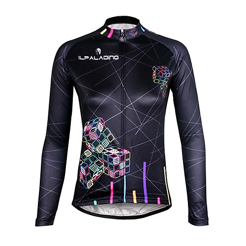 

ILPALADINO Women's Long Sleeve Cycling Jersey Winter Fleece Elastane Black Bike Jersey Top Mountain Bike MTB Road Bike Cycling Thermal / Warm Fleece Lining Ultraviolet Resistant Sports Clothing