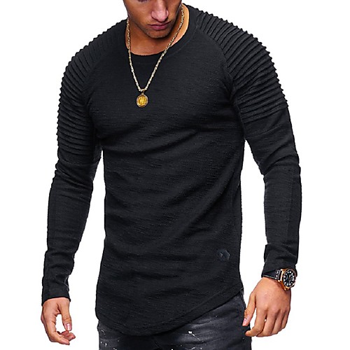 

Men's T shirt Graphic Solid Colored Plus Size Long Sleeve Going out Tops Basic White Black Army Green