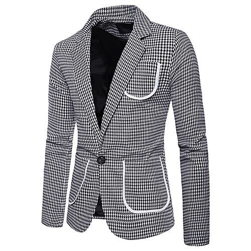 

White / Red / Green Houndstooth Regular Fit Polyester Men's Suit - Notch lapel collar / Sequins / Fall / Spring / Long Sleeve / Streetwear