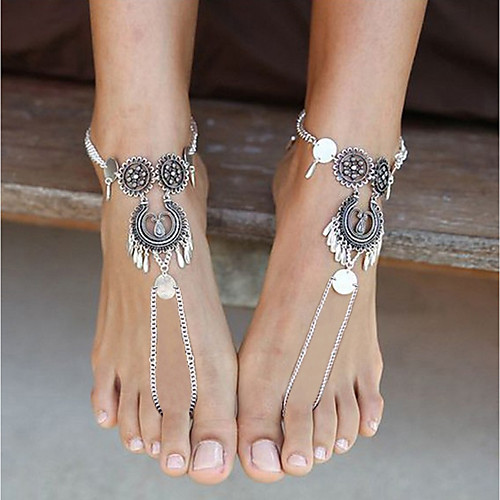 

Barefoot Sandals feet jewelry Ladies Simple Basic Women's Body Jewelry For Gift Ceremony Hollow Out Alloy Totem Series Silver 1pc