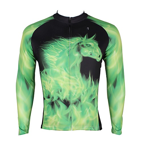 

ILPALADINO Men's Long Sleeve Cycling Jersey Winter Fleece Elastane Green Bike Jersey Top Mountain Bike MTB Road Bike Cycling Thermal / Warm Fleece Lining Ultraviolet Resistant Sports Clothing Apparel