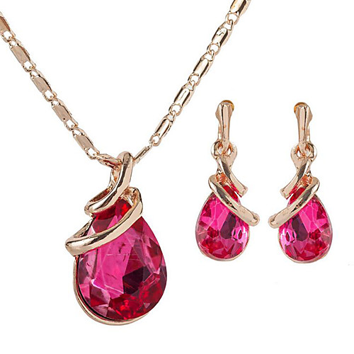 

Women's Gemstone Bridal Jewelry Sets Classic Ladies Stylish Simple Elegant Gold Plated Earrings Jewelry Purple / Red / Dark Blue For Party Gift