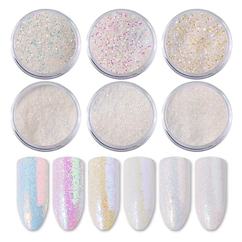 

6 pcs Glitter Nail Kits Eco-friendly Best Quality Korean Fashion Special Occasion Daily Black Tie Gala Glitter Powder Loose powder Sequins for Finger Nail Toe Nail