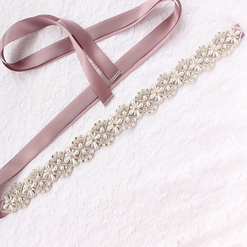 

Satin / Tulle Wedding / Special Occasion Sash With Imitation Pearl / Crystals / Rhinestones Women's Sashes