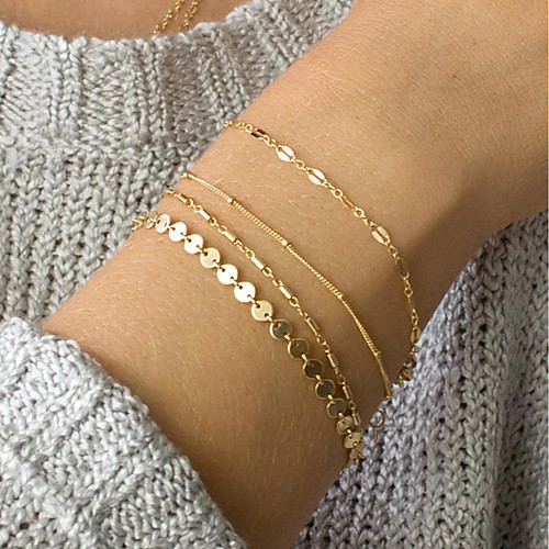 

4pcs Women's ID Bracelet Link / Chain Dainty Ladies Trendy Elegant Delicate Alloy Bracelet Jewelry Gold / Silver For Daily Work