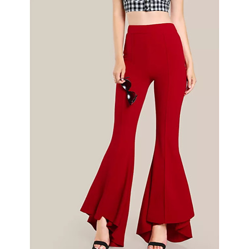 

Women's Street chic Cotton Flare Pants - Solid Colored High Waist Black Red Army Green S / M / L