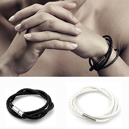 

Men's Wrap Bracelet Leather Bracelet woven Magnetic Cheap Basic Fashion Paracord Bracelet Jewelry White / Black / Coffee For Daily Casual Sports