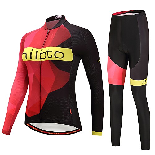

Miloto Women's Long Sleeve Cycling Jersey with Tights Cycling Jacket with Pants Black / Red Plus Size Bike Thermal / Warm Reflective Strips Back Pocket Winter Sports Fleece Mountain Bike MTB Road