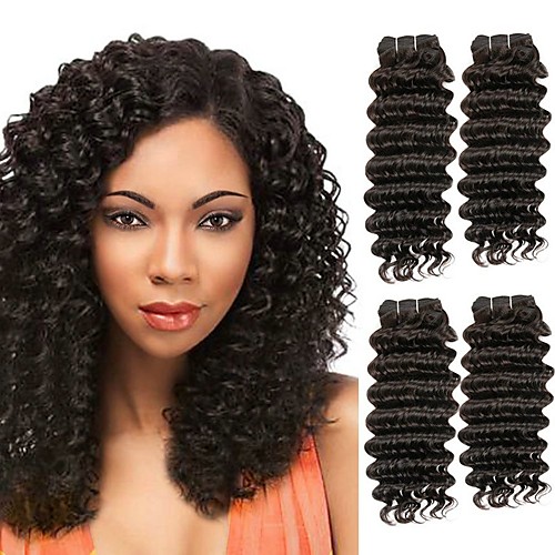 

3 Bundles Hair Weaves Eurasian Hair Deep Wave Human Hair Extensions Remy Human Hair 100% Remy Hair Weave Bundles 300 g Natural Color Hair Weaves / Hair Bulk Human Hair Extensions 8-28 inch Natural