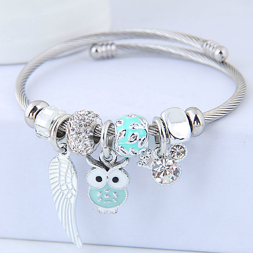 

Women's Charm Bracelet Thick Chain Owl Wings Ladies European Sweet Fashion Rhinestone Bracelet Jewelry Light Purple / Green / Pink For Party Birthday
