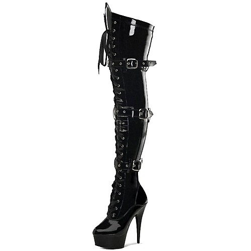 

Women's Boots Over-The-Knee Boots Stiletto Heel Round Toe Buckle PU Over The Knee Boots Classic Winter Black / Gray / Party & Evening / Fashion Boots / EU40