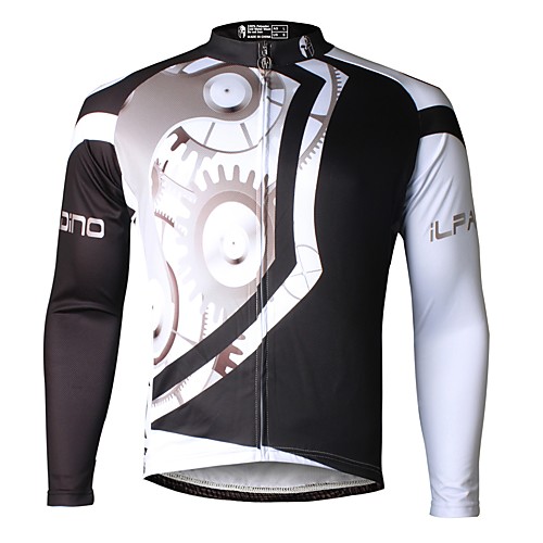 

ILPALADINO Men's Long Sleeve Cycling Jersey Winter Fleece Elastane Black Bike Jersey Top Mountain Bike MTB Road Bike Cycling Thermal / Warm Fleece Lining Ultraviolet Resistant Sports Clothing Apparel