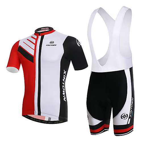 

XINTOWN Men's Women's Short Sleeve Cycling Jersey with Bib Shorts Winter Elastane Red and White Plus Size Bike Breathable Quick Dry Limits Bacteria Sports Fashion Mountain Bike MTB Road Bike Cycling