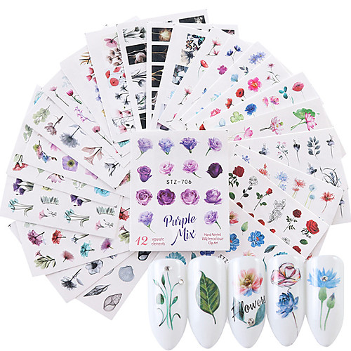 

24 pcs Water Transfer Sticker Flower Series / Flower nail art Manicure Pedicure New / High quality, formaldehyde free Sweet Lolita / Sweet Christmas / Party / Evening / Masquerade