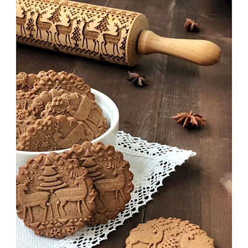 

1pc Wood Christmas New Arrival For Cookie Animal Rolling Pin Bakeware tools