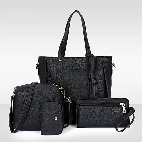 

Women's Tassel PU Bag Set Bag Sets 4 Pieces Purse Set Black / Red / Blushing Pink