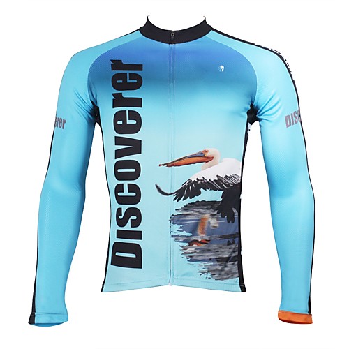 

ILPALADINO Men's Long Sleeve Cycling Jersey Winter Fleece Elastane Blue Bike Jersey Top Mountain Bike MTB Road Bike Cycling Thermal / Warm Fleece Lining Ultraviolet Resistant Sports Clothing Apparel