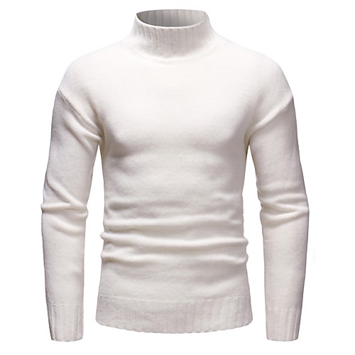 

Men's Solid Colored Pullover Long Sleeve Slim Short Sweater Cardigans Turtleneck White Black Blushing Pink