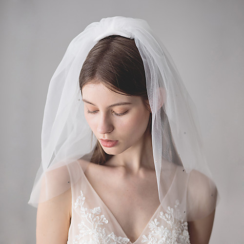 

Three-tier Stylish / Sweet Style Wedding Veil Shoulder Veils with Crystals / Rhinestones 19.69 in (50cm) Cotton / nylon with a hint of stretch / Angel cut / Waterfall