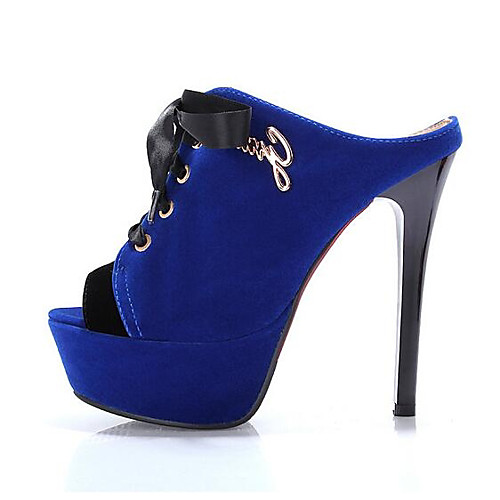 

Women's Heels Lace up Stiletto Heel Open Toe Suede / Microfiber Summer Red / Blue / Black / Daily