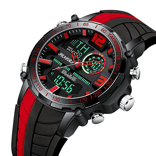 

Men's Sport Watch Digital Watch Japanese Japanese Quartz Silicone Red / Yellow / Pool 30 m LCD Dual Time Zones Noctilucent Analog - Digital Casual Fashion - Yellow Red Blue One Year Battery Life