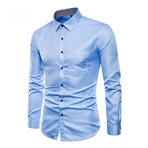 

Men's Daily Plus Size Shirt Solid Colored Long Sleeve Tops Active Basic White Blushing Pink Wine