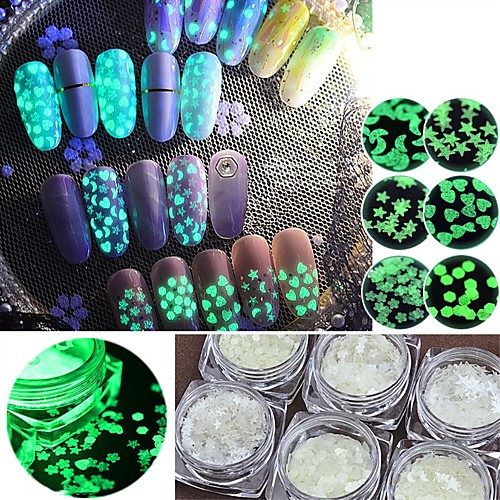 

6 pcs A Grade ABS Plastic Color-Changing High Transparency Novelty Trendy Korean Christmas Daily Sequins for Finger Nail Toe Nail