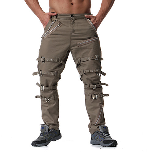 

Men's Streetwear Punk & Gothic Going out Chinos Tactical Cargo Bermuda shorts Pants Solid Colored Full Length Patchwork Black Khaki Dark Gray / Fall / Winter