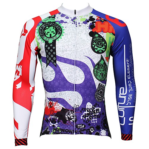 

ILPALADINO Men's Long Sleeve Cycling Jersey Winter Fleece Elastane Blue Bike Jersey Top Mountain Bike MTB Road Bike Cycling Thermal / Warm Fleece Lining Ultraviolet Resistant Sports Clothing Apparel