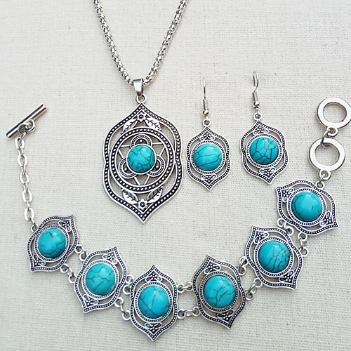 

Women's Turquoise Bridal Jewelry Sets Vintage Style Stylish Ethnic Earrings Jewelry Green / Blue For Wedding Party