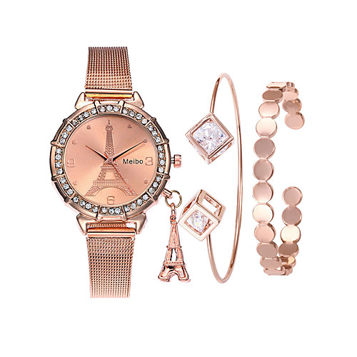 

Women's Wrist Watch Diamond Watch Gold Watch Quartz Rose Gold 30 m Creative New Design Analog Ladies Eiffel Tower Fashion - Rose Gold Rose Gold / Silver Rose Gold / White