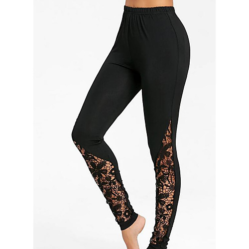 

Women's Daily Basic Legging Solid Colored Print High Waist Black S M L