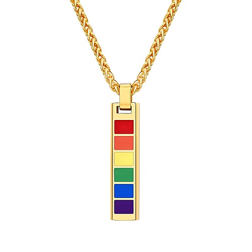 

Men's Pendant Necklace Fancy Rainbow LGBT Pride Fashion Stainless Steel Black Gold Silver 55 cm Necklace Jewelry 1pc For Gift Daily