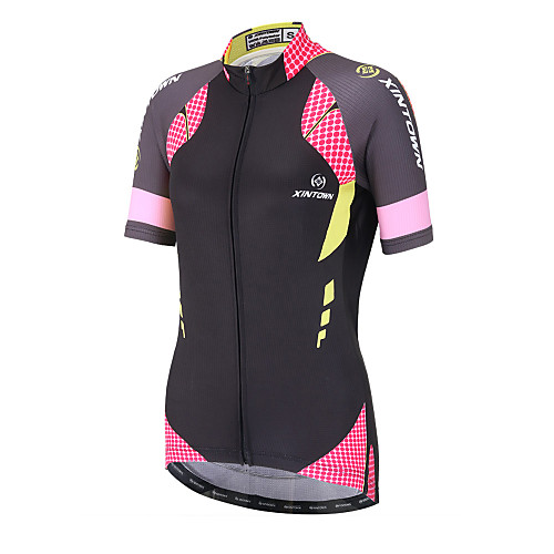 

XINTOWN Women's Short Sleeve Cycling Jersey Black / Pink Polka Dot Plus Size Bike Top Mountain Bike MTB Road Bike Cycling Breathable Quick Dry Back Pocket Sports Clothing Apparel / Stretchy