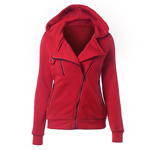

Women's Hoodie Jacket Solid Colored Basic / Street chic Cotton Slim White Black Red Royal Blue Light gray Navy Blue S M L XL XXL XXXL / Fall / Winter
