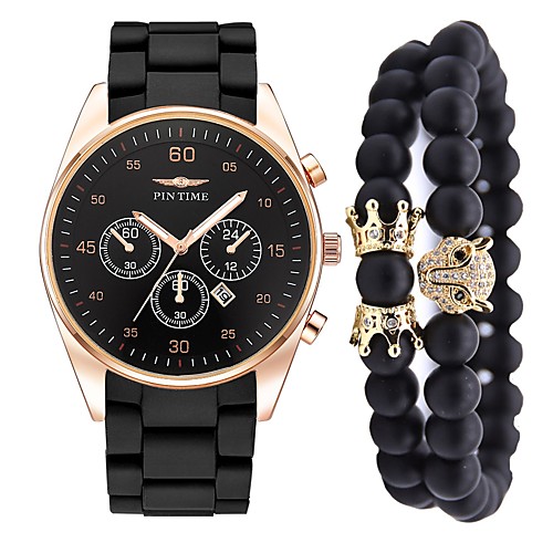 

Men's Wrist Watch Analog Quartz Gift Set Luxury Chronograph Creative Cool / One Year / Stainless Steel / Silicone