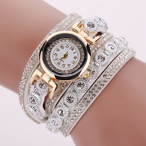 

Women's Bracelet Watch Quartz Leather Black / White / Silver Casual Watch Imitation Diamond Analog Sparkle Fashion - Black Brown White One Year Battery Life / Tianqiu 377