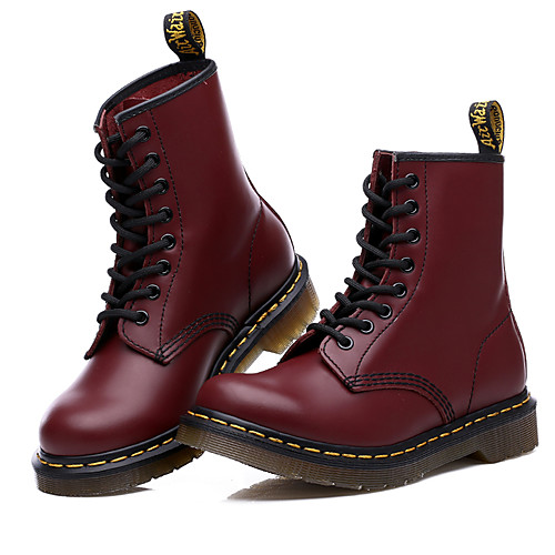 

Men's Leather Shoes Faux Fur Spring / Fall Casual Boots Walking Shoes Warm Mid-Calf Boots Black / Brown / Wine