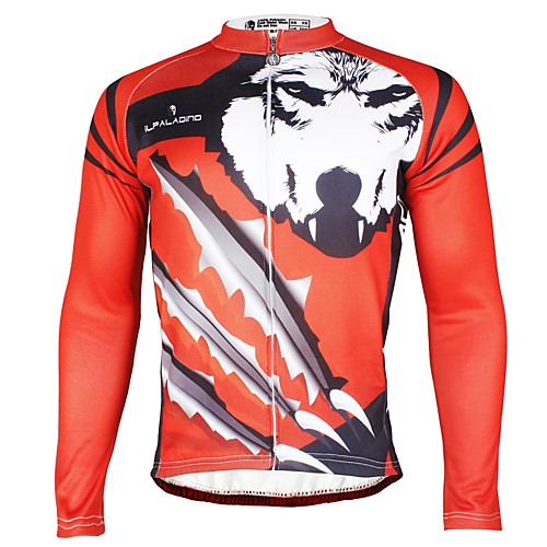 

ILPALADINO Men's Long Sleeve Cycling Jersey Winter Fleece Elastane Red Bike Jersey Top Mountain Bike MTB Road Bike Cycling Thermal / Warm Fleece Lining Ultraviolet Resistant Sports Clothing Apparel