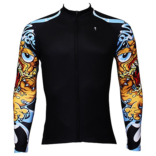 

ILPALADINO Men's Long Sleeve Cycling Jersey Winter Fleece Elastane Black Bike Jersey Top Mountain Bike MTB Road Bike Cycling Thermal / Warm Fleece Lining Ultraviolet Resistant Sports Clothing Apparel