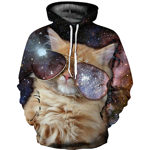

Men's Plus Size Hoodie 3D Print Round Neck Punk & Gothic / Exaggerated Long Sleeve Brown S M L XL XXL XXXL / Fall