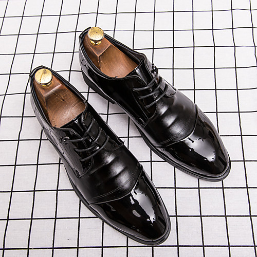 

Men's Oxfords Casual Daily Walking Shoes PU Breathable Non-slipping Wear Proof Black Fall