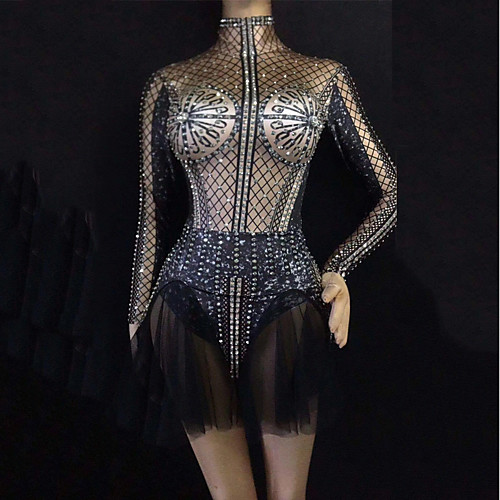 

Exotic Dancewear Dress Crystals / Rhinestones Women's Performance Long Sleeve Spandex