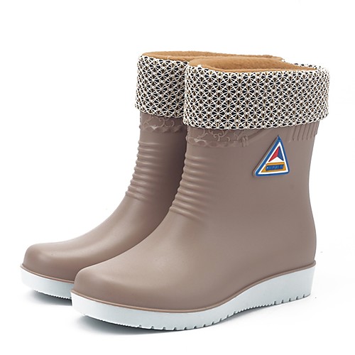 

Women's Boots Rain Boots Flat Heel Round Toe Polyester / PVC Mid-Calf Boots Casual Fall & Winter Black / Wine / Blue / EU39