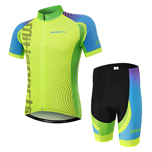 

Men's Short Sleeve Cycling Jersey with Shorts Green Bike Clothing Suit Breathable Moisture Wicking Quick Dry Sports Polyester Spot Mountain Bike MTB Road Bike Cycling Clothing Apparel / Stretchy